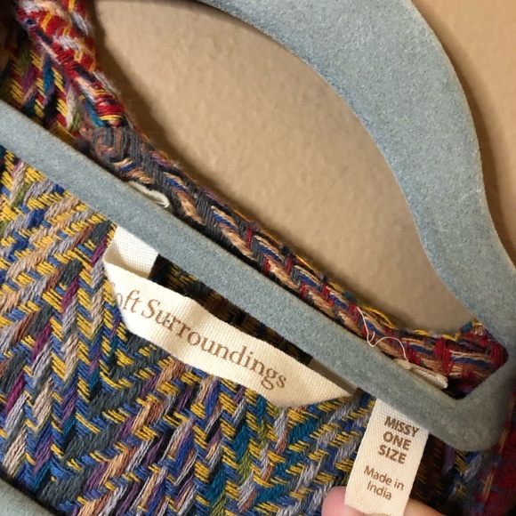 Soft Surroundings Cotton Rainbow Knit Fringe Shawl Cover Up Missy One Size‎ - Picture 3 of 6